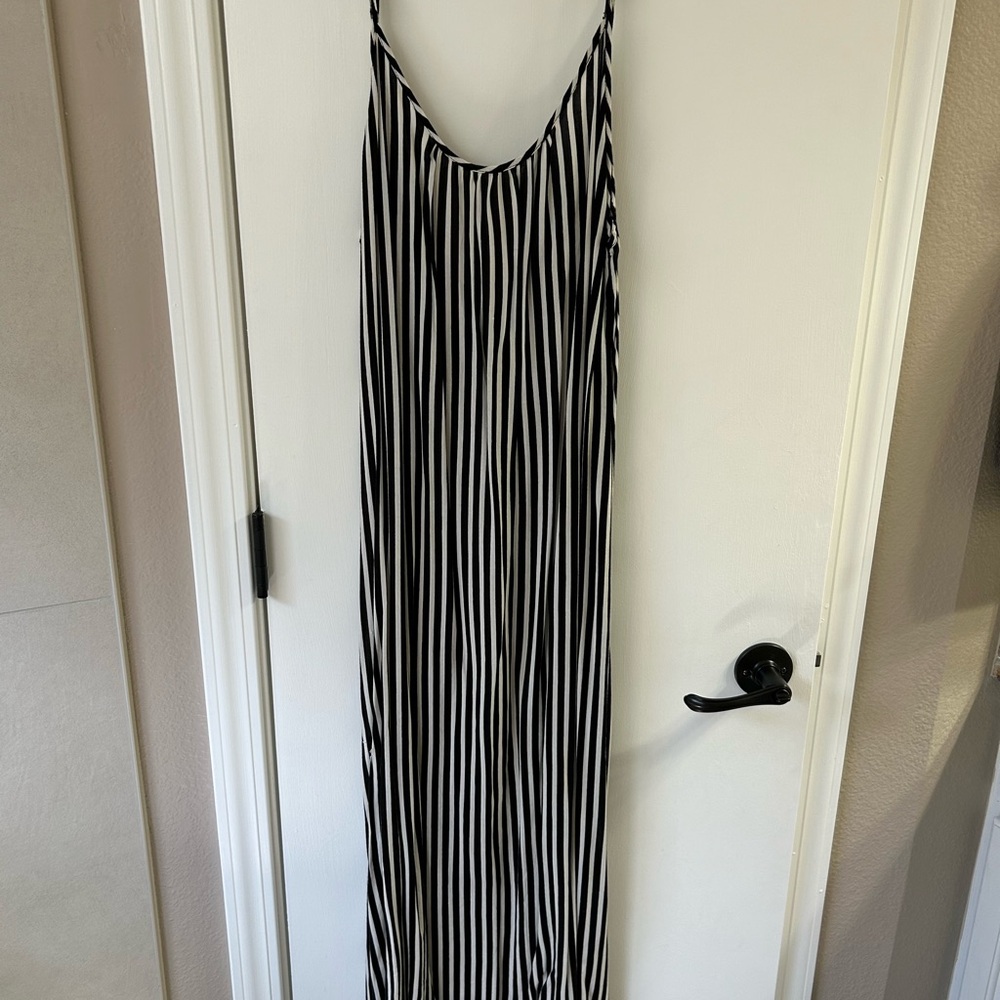 Billabong Black and White Striped Midi Dress